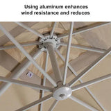 Beige White Cantilever Outdoor Umbrella 3m x 4m with 360-Degree Rotation - Rear View