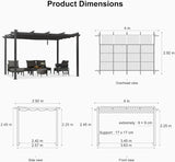 3 x 4 M Grey Outdoor Garden Pergola with Inclined Top Patio Gazebo - Low Angle