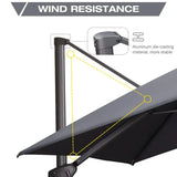 2.5x2.5m Grey Patio Cantilever Outdoor Umbrella with 360-Degree Rotation - Front View