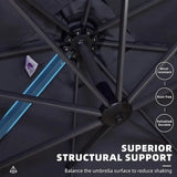 2.5x2.5m Grey Patio Cantilever Outdoor Umbrella with 360-Degree Rotation - 45-Degree Angle