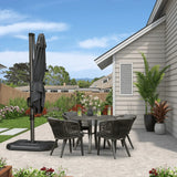 2.5x2.5m Grey Patio Cantilever Outdoor Umbrella with 360-Degree Rotation - Rear View