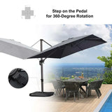 2.5x2.5m Grey Patio Cantilever Outdoor Umbrella with 360-Degree Rotation - Close-Up Angle