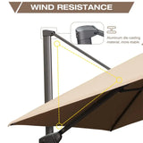2.5x2.5m Beige Cantilever Outdoor Umbrella with 360-Degree Rotation - Side View