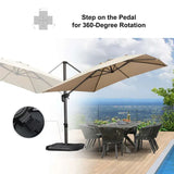 2.5x2.5m Beige Cantilever Outdoor Umbrella with 360-Degree Rotation - 45-Degree Angle