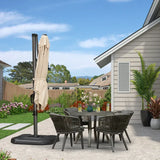 2.5x2.5m Beige Cantilever Outdoor Umbrella with 360-Degree Rotation - Low Angle