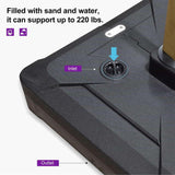 82cm Black Offset Patio Umbrella Base - Sand/Water Filled Square - Side View