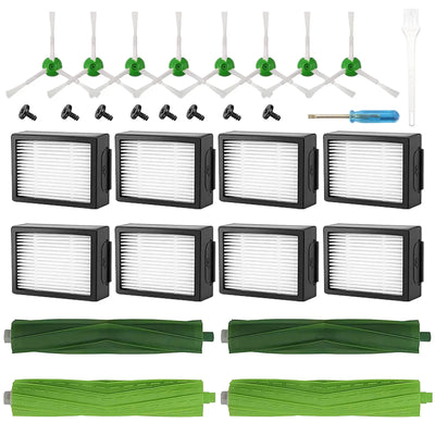 Replacement Filter Brush Parts Set for iRobot Roomba E Series and I Series Vacuum Cleaners - 28 Pieces, Black