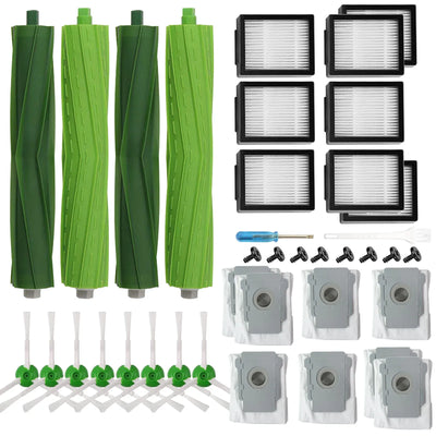 36-Piece Replacement Filter and Brush Parts Set for iRobot Roomba E Series and I Series Vacuums, Black