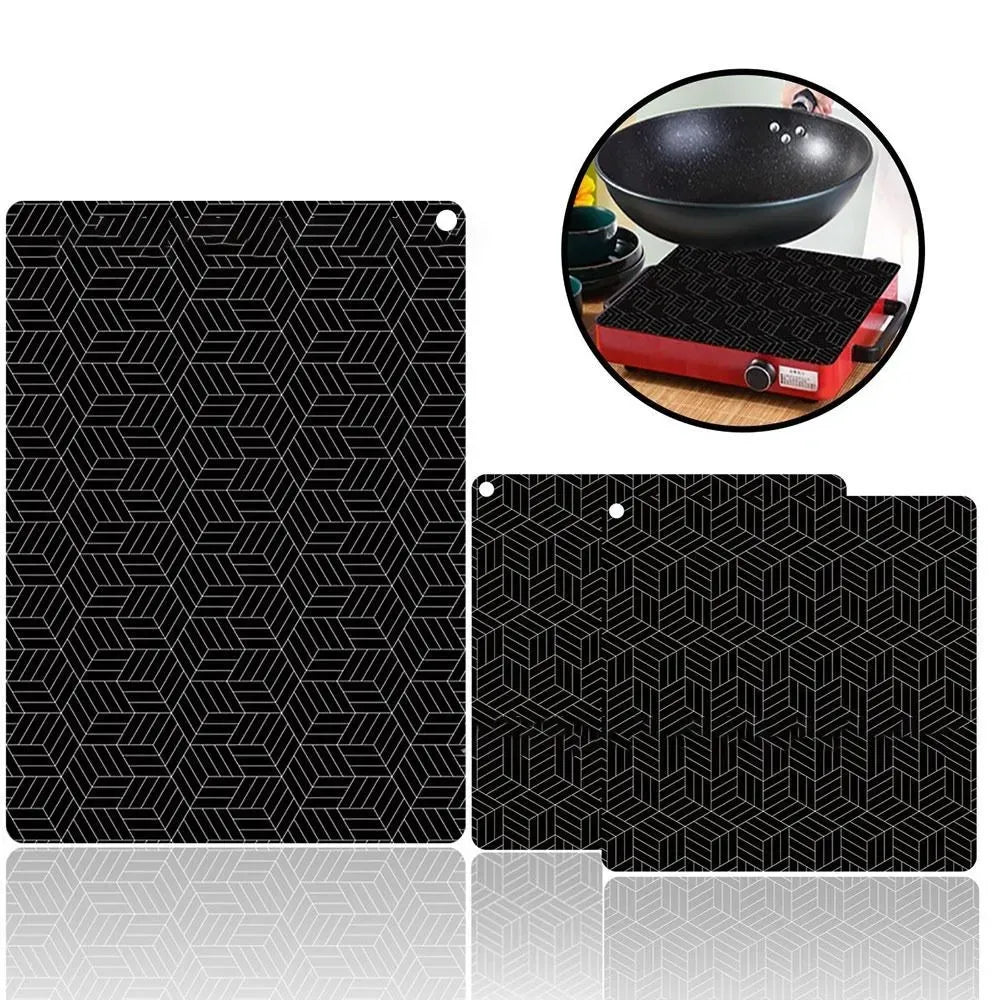 Anti-Slip Silicone Induction Cooktop Mat, 25x25cm, Heat Resistant, Black