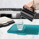 Silicone Sink Drying Mat Grey 40x33cm Heat Resistant Non-Slip Dish Drainer - Side View
