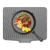 Silicone Sink Drying Mat Grey 40x33cm Heat Resistant Non-Slip Dish Drainer - Top-Down View