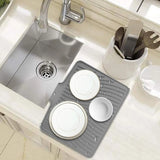 Silicone Sink Drying Mat Grey 40x33cm Heat Resistant Non-Slip Dish Drainer - Rear View