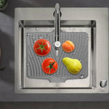 Silicone Sink Drying Mat Grey 40x33cm Heat Resistant Non-Slip Dish Drainer - Low Angle
