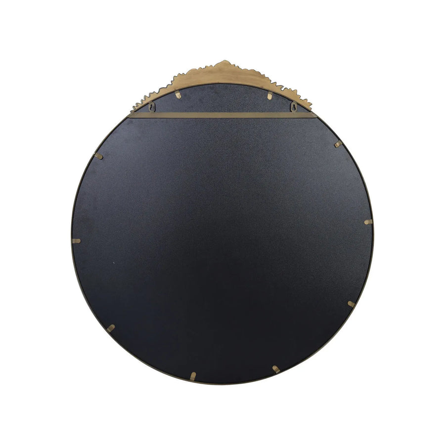 24" Brass Gold Round Baroque Wall Mirror with Embossed Frame