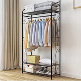Heavy Duty Black Garment Rack with 3 Tiers, Adjustable Shelving, and Hanging Rod - 79x36x161cm