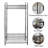 Heavy Duty Black Garment Rack with 3 Tiers, Adjustable Shelving, and Hanging Rod - 79x36x161cm - Side View