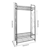 Heavy Duty Black Garment Rack with 3 Tiers, Adjustable Shelving, and Hanging Rod - 79x36x161cm - Top-Down View