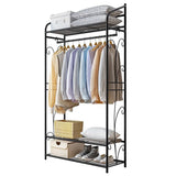 Heavy Duty Black Garment Rack with 3 Tiers, Adjustable Shelving, and Hanging Rod - 79x36x161cm - Extra Image