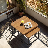 Set of 2 Nesting Coffee Tables in Walnut Wood & Black - Modern Industrial Design - Rear View