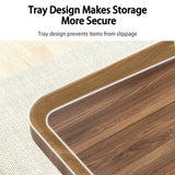 Set of 2 Nesting Coffee Tables in Walnut Wood & Black - Modern Industrial Design - Close-Up Angle