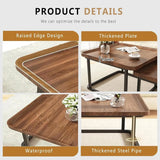 Set of 2 Nesting Coffee Tables in Walnut Wood & Black - Modern Industrial Design - Extra Image