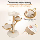Real Wood Cat Tree Tower in Natural Wood for Indoor Cats Up to 10KG, 60x111cm - Extra Image
