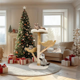 Real Wood Cat Tree Tower in Natural Wood for Indoor Cats Up to 10KG, 60x111cm - Extra Image