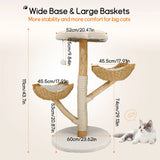 Extra Large Black Cat Tree Tower with Real Wood and Wicker Basket, 60x111cm - Low Angle