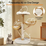Extra Large Black Cat Tree Tower with Real Wood and Wicker Basket, 60x111cm - Extra Image