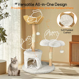 Large Black Real Branch Cat Tree Tower with Plush Condo and Scratching Posts - Close-Up Angle