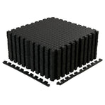 Black Interlocking Heavy Duty EVA Foam Gym Flooring Mats - 60x60cm - 12 Tiles
