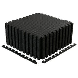 Black Interlocking Heavy Duty EVA Foam Gym Flooring Mats - 60x60cm - 12 Tiles - Top-Down View
