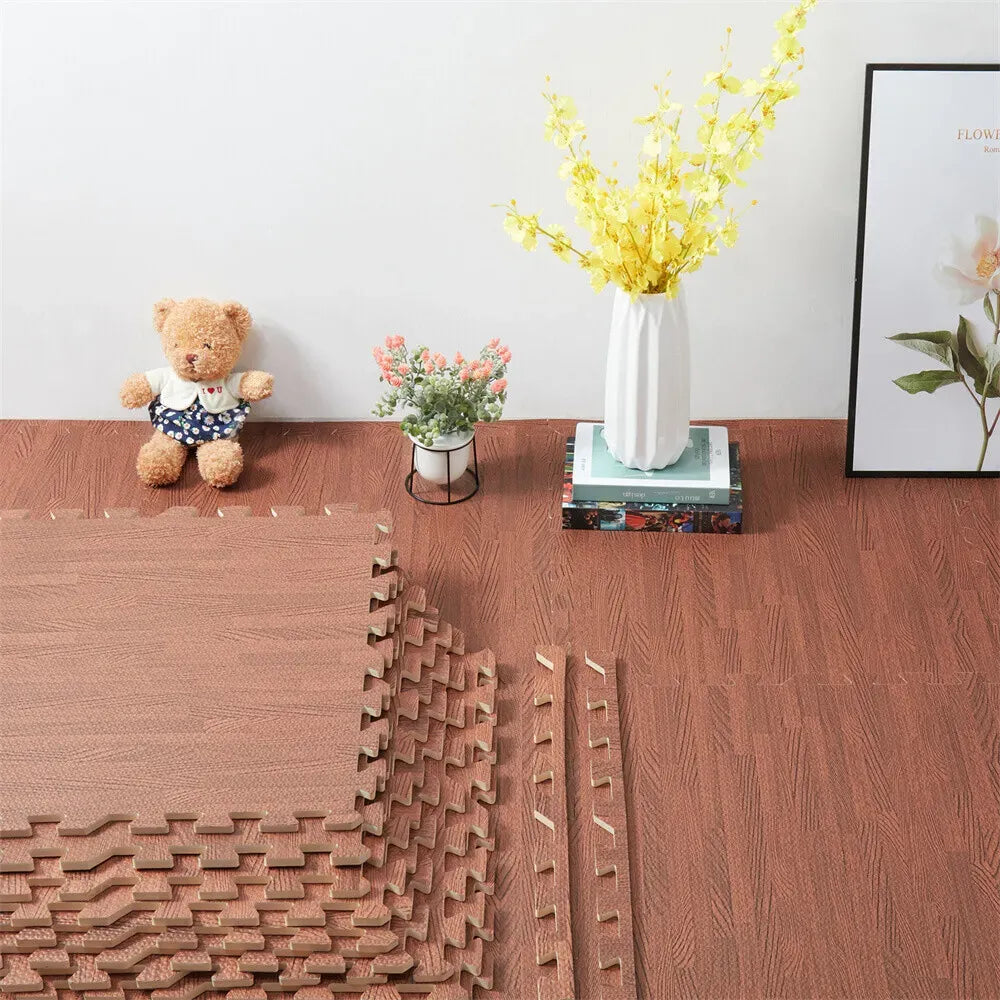 Brown Interlocking Heavy Duty EVA Foam Gym Flooring Mats - 60x60cm - 12 Tiles