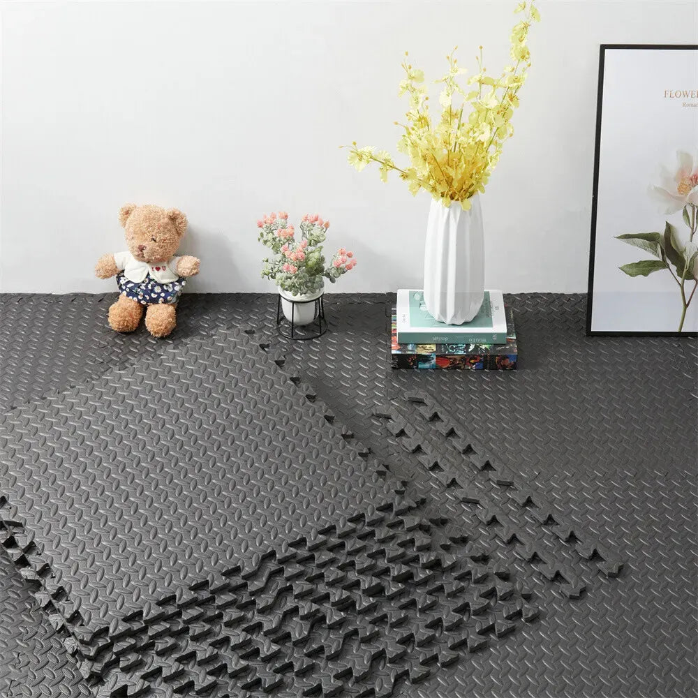 Brown Interlocking Heavy Duty EVA Foam Gym Flooring Mats - 60x60cm - 24 Tiles