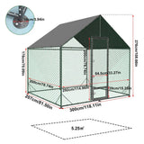 Heavy Duty Large Black Metal Walk-In Chicken Run Coop with Cover, 276x207x300cm - Rear View