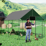 Heavy Duty XL Metal Walk-In Chicken Run with Cover, 276x405x300cm, Black - Close-Up Angle