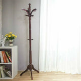 Vintage Redwood Wooden Coat Rack Stand 182.9cm with 13 Hooks for Hats, Clothes, and Handbags - Side View