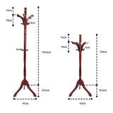 Vintage Redwood Wooden Coat Rack Stand 182.9cm with 13 Hooks for Hats, Clothes, and Handbags - Top-Down View