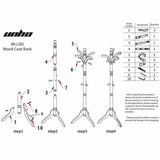 Vintage Redwood Wooden Coat Rack Stand 182.9cm with 13 Hooks for Hats, Clothes, and Handbags - Close-Up Angle