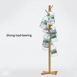 Brown Solid Wood Coat Rack Stand for Entryway - Sturdy Hat and Clothes Hanger - Extra Image