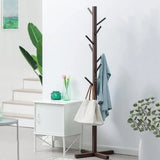 Solid Wood Coat Rack Stand in Natural Finish for Entryway, 80x180cm - Low Angle