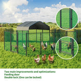 Chicken Run Coop 304.8 x 396.24 cm Covered Poultry Rabbit Hen Cage with Feeding Door - Front View