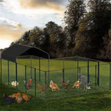 Chicken Run Coop 304.8 x 396.24 cm Covered Poultry Rabbit Hen Cage with Feeding Door - Close-Up Angle