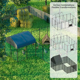 Chicken Run Coop 304.8 x 396.24 cm Covered Poultry Rabbit Hen Cage with Feeding Door - Extra Image