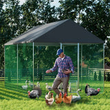 Extra Large Black Chicken Coop Cage Run Rabbit Hutch Walk-In Hen Enclosure 300x200x270cm - Top-Down View