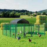 Extra Large Green Chicken Coop Cage Run Rabbit Hutch Walk In Hen Enclosure 300x400x270cm - Front View