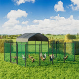 Extra Large Green Chicken Coop Cage Run Rabbit Hutch Walk In Hen Enclosure 300x400x270cm - Rear View