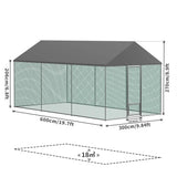 Extra Large Green Chicken Coop Cage 300x600cm with Waterproof Cover and Walk-In Design - Side View