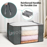 Large Navy Blue Quilt Storage Bags 60x40x35cm - 2-Pack Non-Woven Fabric Organiser with Zipper - Side View