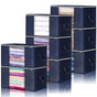Large Navy Blue Quilt Storage Bags, 60x40x35cm, 6-Pack, Durable Non-Woven Fabric